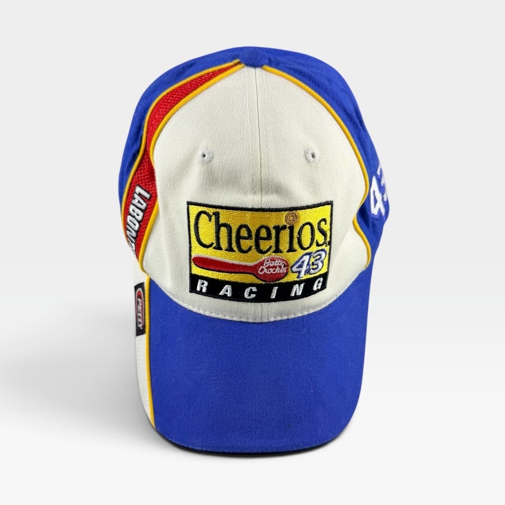 Checkered Flag Sports Hat Bobby Labonte 43 Cheerios Racing Mens OSFA Blue Good